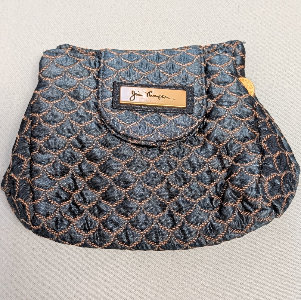 Jim Thompson Blue Fish Scale Quilted Coin Pouch